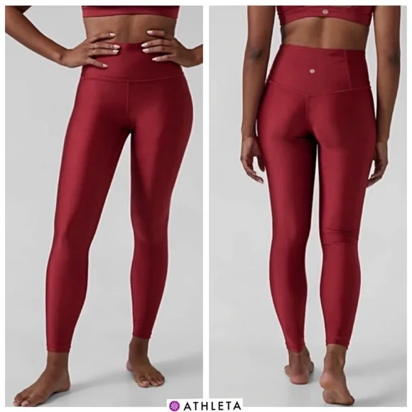 ♥️NWTS-$100 ATHLETA Elation Shine Tights XL Ultra High-Rise Leggings Red Tights - Picture 5 of 8